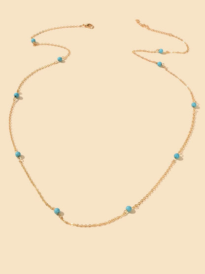 AU Post Boho Chic Beach Blue Bead Gold Chain Waist Link Body Chain Belly Jewelry