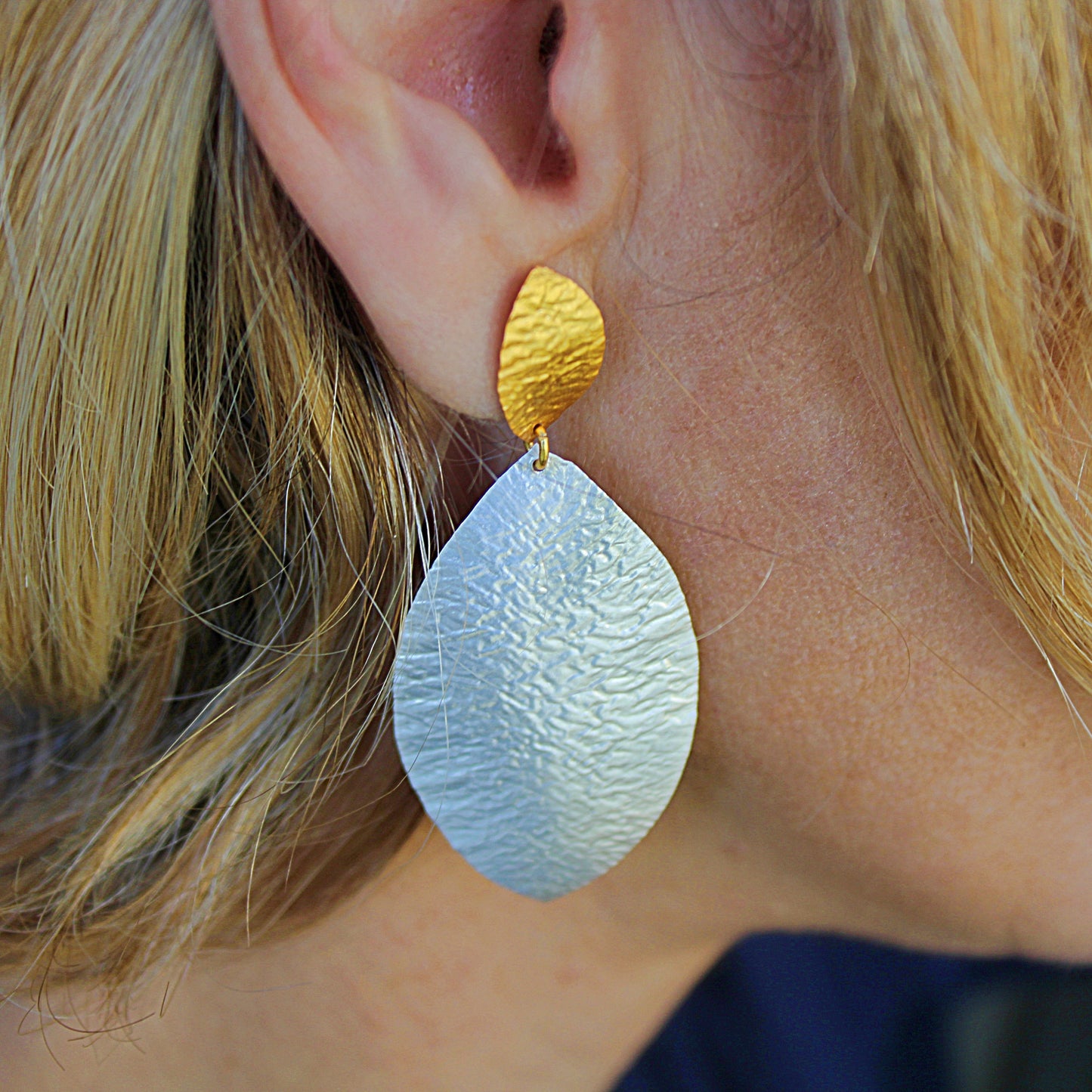 Gold and silver plated leaf earrings