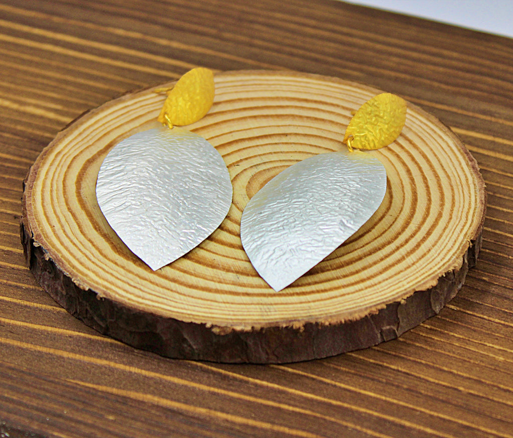 Gold and silver plated leaf earrings